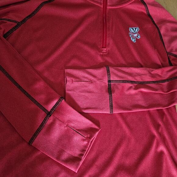 Colloseum Women's Wisconsin Badger Red Long Sleeve Quarter Zip Top XL EUC - Picture 5 of 5